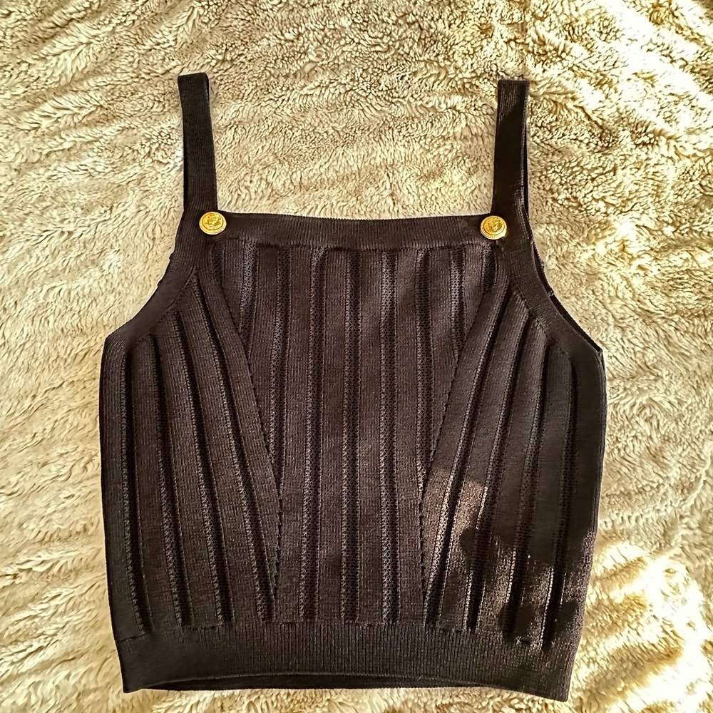 Balmain current tank top gold lion buttons